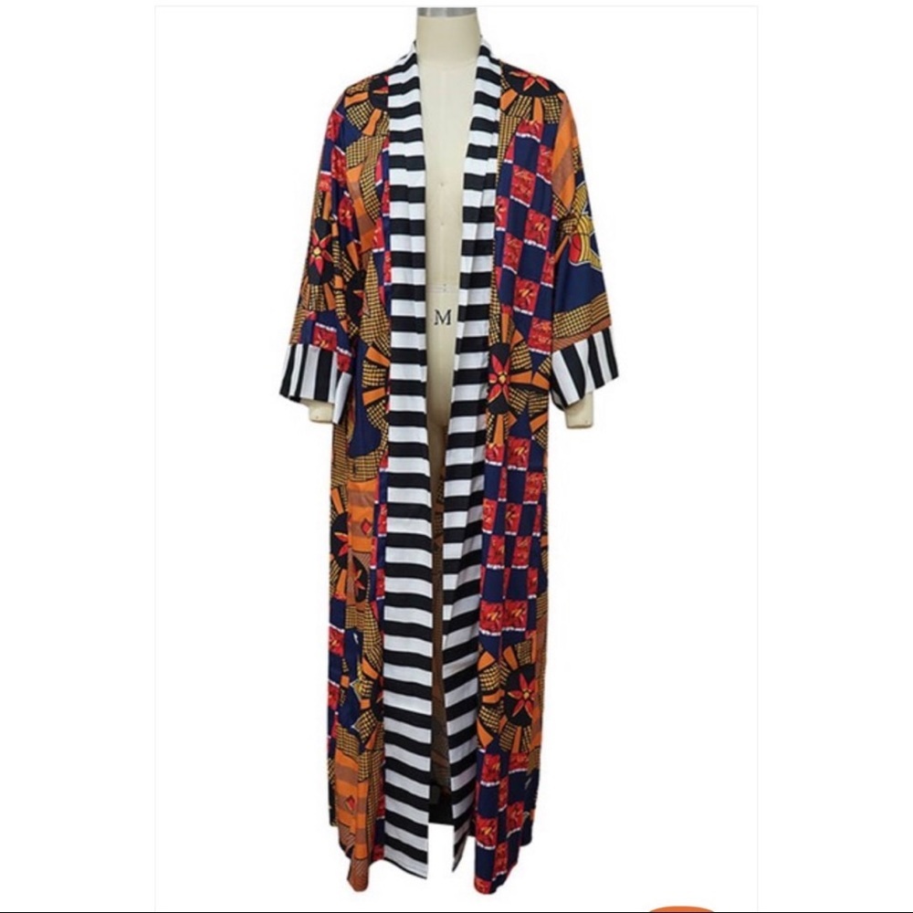 Tribal Orange Long Line Maxi Jacket